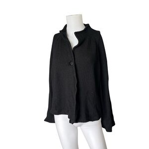 St John Caviar Textured Knit Swing Jacket Crop Black Neutral Designer
